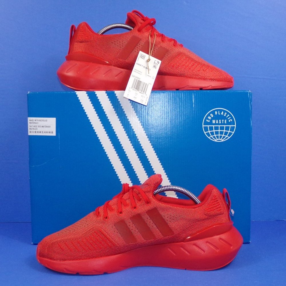 NWT Adidas Swift Run 22 Low Top Men's Athletic Running Shoes Red GZ3503